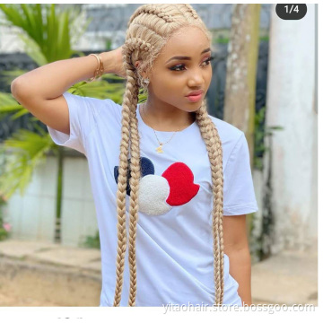 FZY Braid Hair Wig Synthetic Hair Blonde  Wigs 4 Long Box Braided 360 Lace Wigs  with baby hair For Black Women